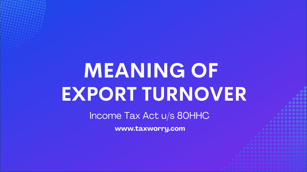 meaning of export turnover 